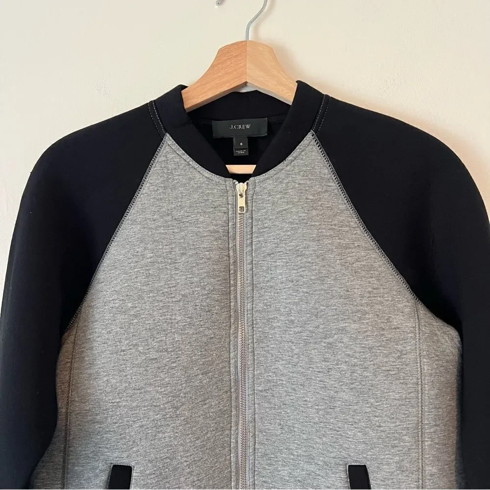J. Crew Surf Varsity Neoprene Jacket Black Gray Size 6 Full Zip Sport